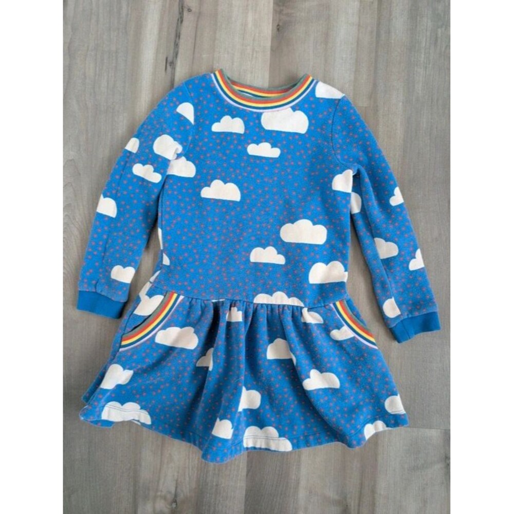 Mini Boden Rainbow Cloud Sweatshirt Dress, 6-7Y (U2)